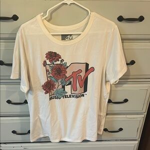 MTV Floral Graphic Tee in Cream and Red